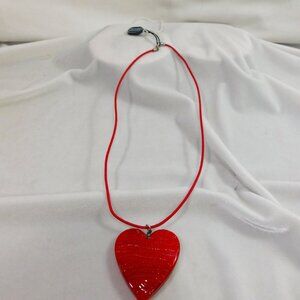 Ladies Venetiaurum Red Heart Murano Glass Necklace